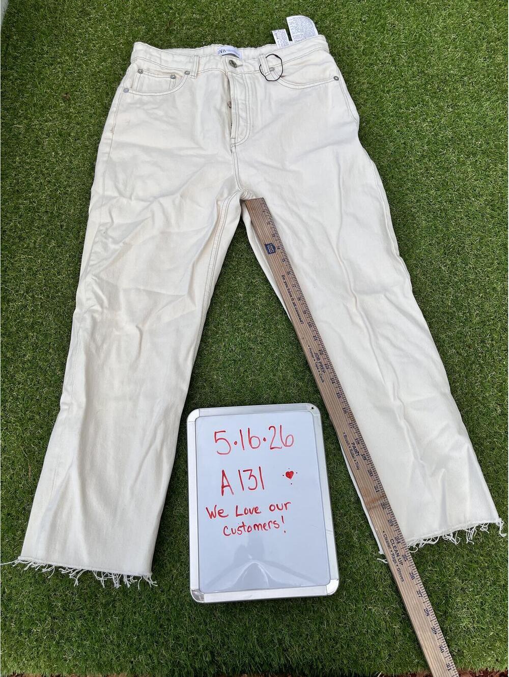 Zara Womens Size 10 High-Waisted Straight Leg Jeans with Button Fly